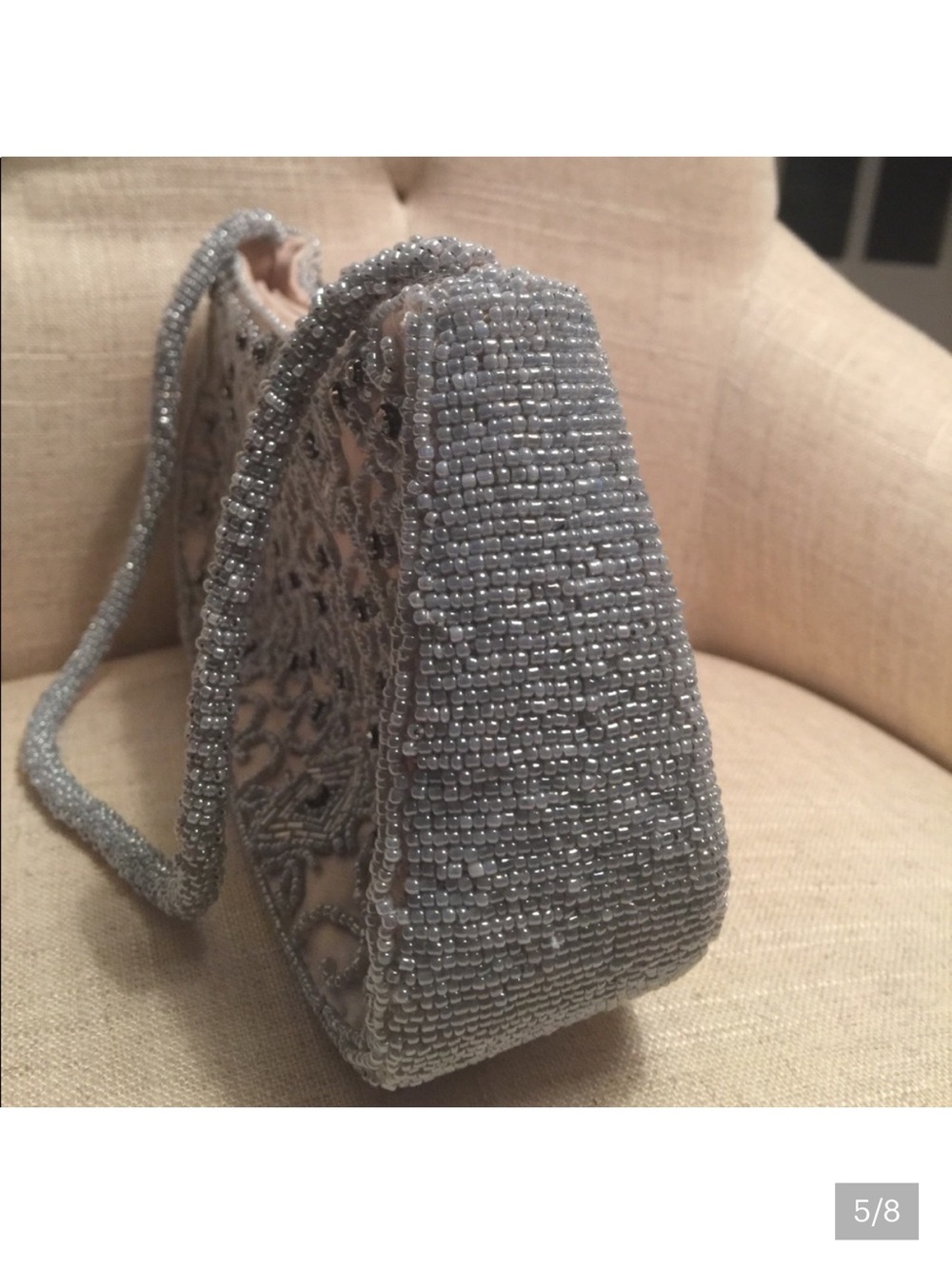 Preston & York Vintage Silver Beaded & Embellished Evening Clutch Handbag - Picture 5 of 13